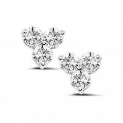 2.40 Carats Round Cut Natural Earth Mined Diamond Lady Stud Earrings 14K White Gold