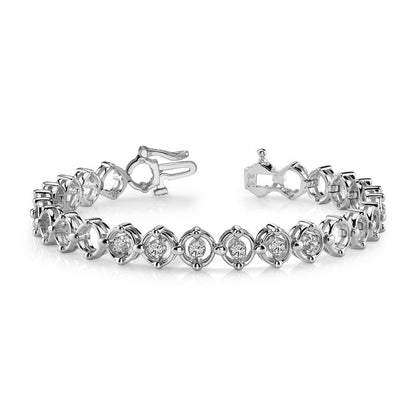 2.4 Ct Round Cut Diamond Link Bracelet 10K White Gold Tennis Bracelet