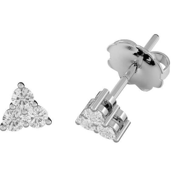  Round Cut Diamond Stud Earring White Gold Stud Earrings