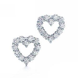  Round Cut Diamond Stud Open Heart Earring Stud Earrings