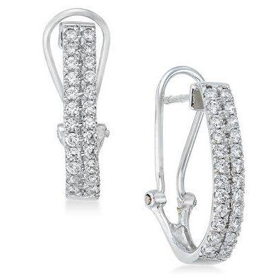 2.4 Ct Round Cut Sparkling Diamond Hoop Earring 14K White Gold Hoop Earrings