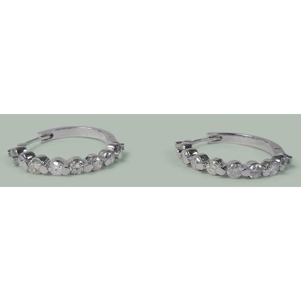  Natural Lady’s  Round Diamond Women Hoop Earring White Gold Hoop Earrings