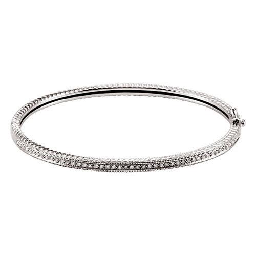 2.4 Ct Round Pave Set Diamond Bangle Bracelet 14K White Gold Bangle