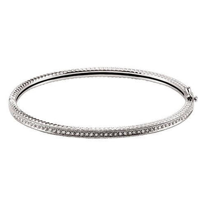 2.4 Ct Round Pave Set Diamond Bangle Bracelet 14K White Gold Bangle