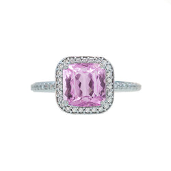 24.90 Ct Pink Kunzite And Diamond Anniversary Ring
