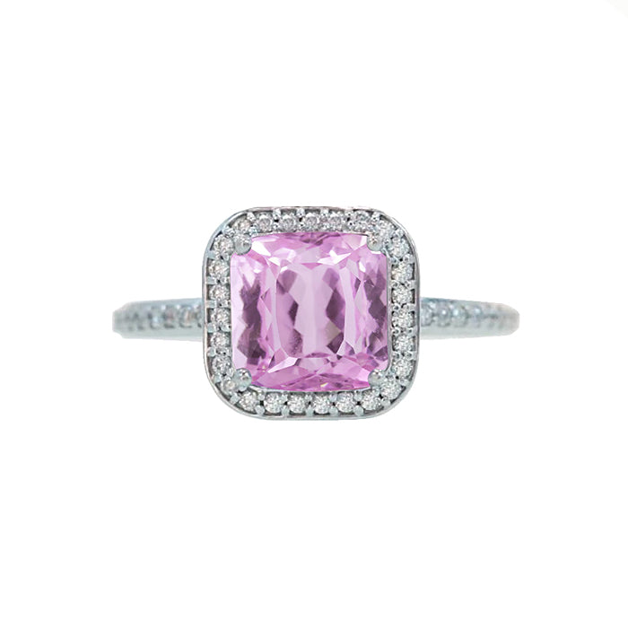 Women Jewelry Sparkling Pink Kunzite And Diamond Anniversary Ring Media 1 of 1