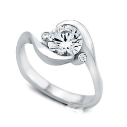 2.40 Carats 3 Stone Style Diamond Engagement Ring White Gold 14K