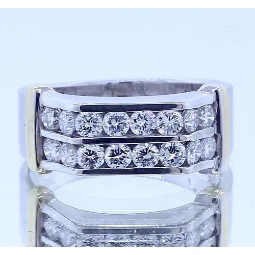 2.40 Carats Classic Round Diamond Men'S Ring 14K White Gold Mens Ring