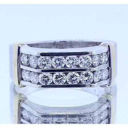 2.40 Carats Classic Round Diamond Men'S Ring 14K White Gold Mens Ring