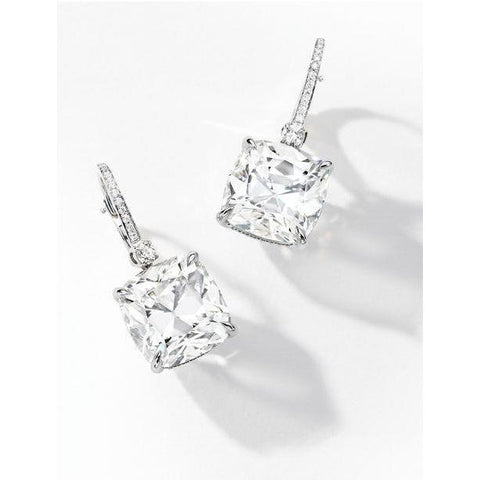2.40 Carats Cushion Cut Diamond Earring Women Solid Gold Fine Jewelry Earrings