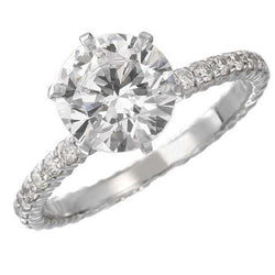 2.40 Carats Round Natural Earth Mined Diamond Wedding Ring White Gold Lady Jewelry