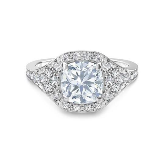 2.40 Carats Solitaire With Accent Diamonds Wedding Halo Ring White Gold Halo Ring