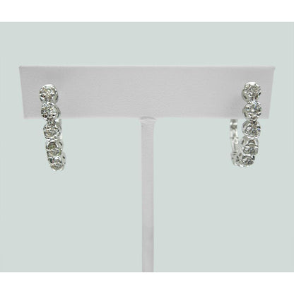 Fancy Brilliant Round Diamond Lady Hoop Earring Solid White Gold 