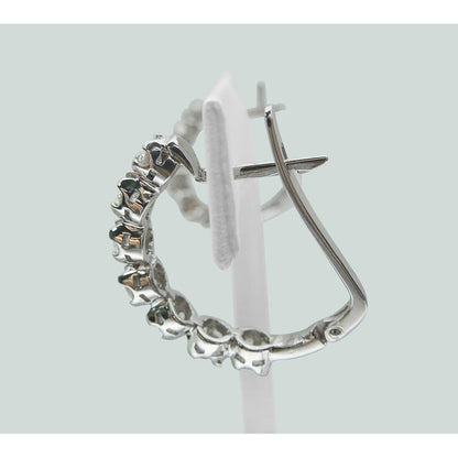 2.5 Carats Round Diamond Lady Hoop Earring Solid White Gold 14K Hoop Earrings