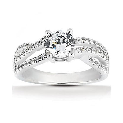 Lady’s White Gold Round Anniversary Solitaire Ring with Accents Diamond