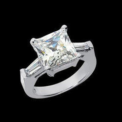 2.45 Ct. Princess & Baguette Diamonds Three Stone Wedding Ring