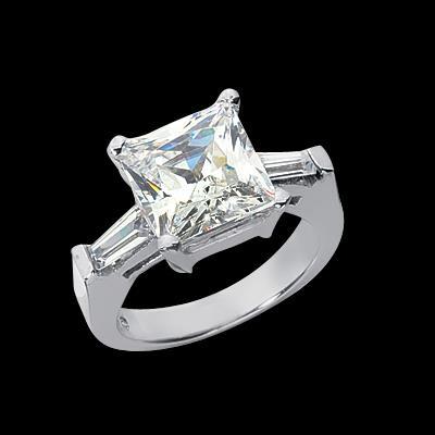 2.45 Ct. Princess & Baguette Diamonds Three Stone Wedding Ring Three Stone Ring