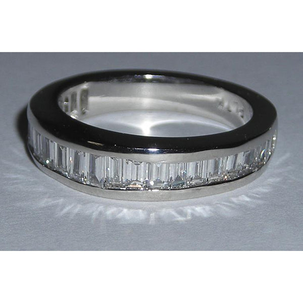 Engagement Ring Set Emerald Cut & Baguettes Cut Diamond Ring 3.53 Carats White Gold 14K