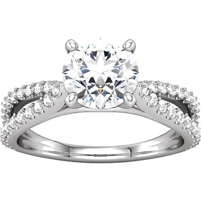  Lady’s Fancy Engagement White Gold Diamond Solitaire Ring with Accents