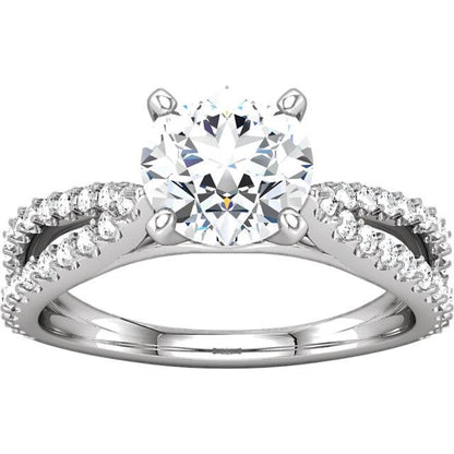  Lady’s Fancy Engagement White Gold Diamond Solitaire Ring with Accents