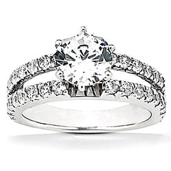 Real  Diamond Engagement Ring Split Shank Prong Setting 2.50 Carat WG 14K