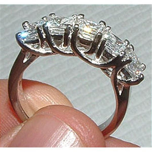 2.5 Carat Five Stone Princess Cut Diamond Ring Band Solid White Gold New Band