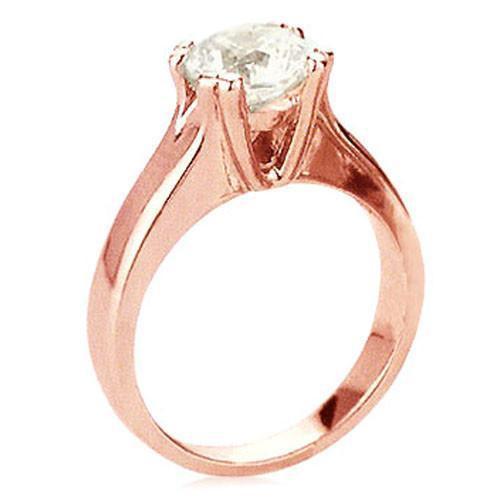 Woman's Fancy Diamond  Ring Pink Gold  Solitaire Ring