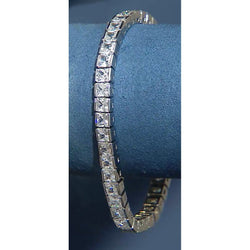 Real  18.90 Carat Princess Diamond Tennis Bracelet White Gold 14K Jewelry