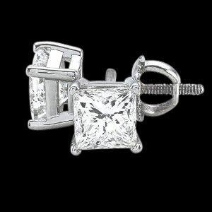 Women Jewelry Sparkling Unique Stud Earrings White Gold Diamond 