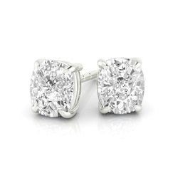 1.50 Carat Cushion Diamond Lady Stud Earrings White Gold