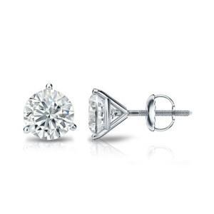 2.5 Carat Round Prong Set Diamond Stud Earring Solid White Gold 14K Stud Earrings