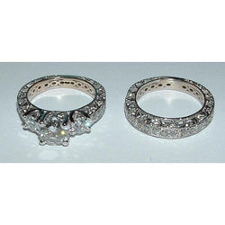 3.51 Carat Sparkling Diamond Engagement Ring Set White Gold