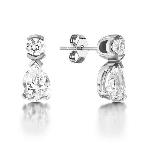 2.5 Carats Pear And Round Cut Ladies Drop Earring Drop Earrings