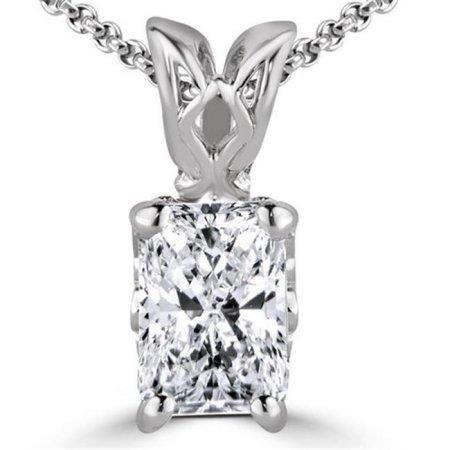 2.5 Carats Radiant Cut Natural Diamond Necklace Pendant White Gold 14K Pendant