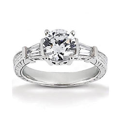 2.50 Carats Three Stone Diamond Engagement Ring White Gold 14K