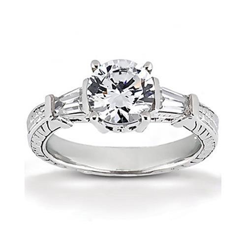 2.5 Carats Three Stone Diamond Engagement Ring White Gold 14K Three Stone Ring