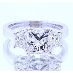 3.50 Carats Three Stone Princess Diamond Engagement Ring New