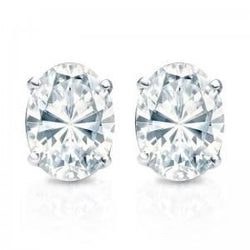 2.5 Carats Women Oval Cut Diamond Stud Earrings White Gold 14K