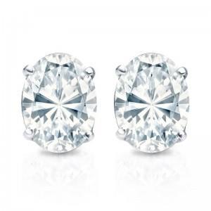 2.5 Carats Women Oval Cut Diamond Stud Earrings White Gold 14K Stud Earrings