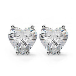 2.5 Ct Heart Shaped Diamond Stud Fine Earring Pair White Gold 14K
