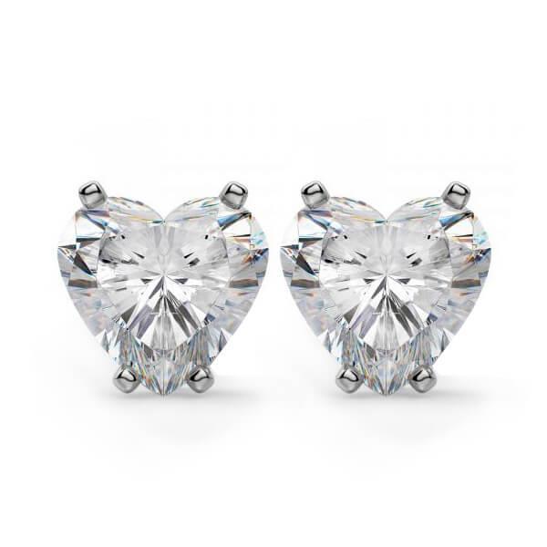 Heart Shaped Diamond Stud Fine Earring Pair White Gold  Stud Earrings
