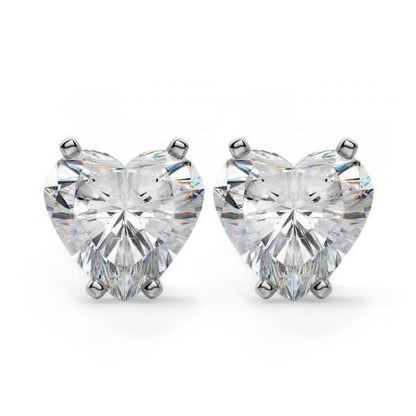 Heart Shaped Diamond Stud Fine Earring Pair White Gold  Stud Earrings