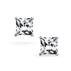3 Ct Princess Cut Lab Grown Diamond Stud Earring 14K White Gold New