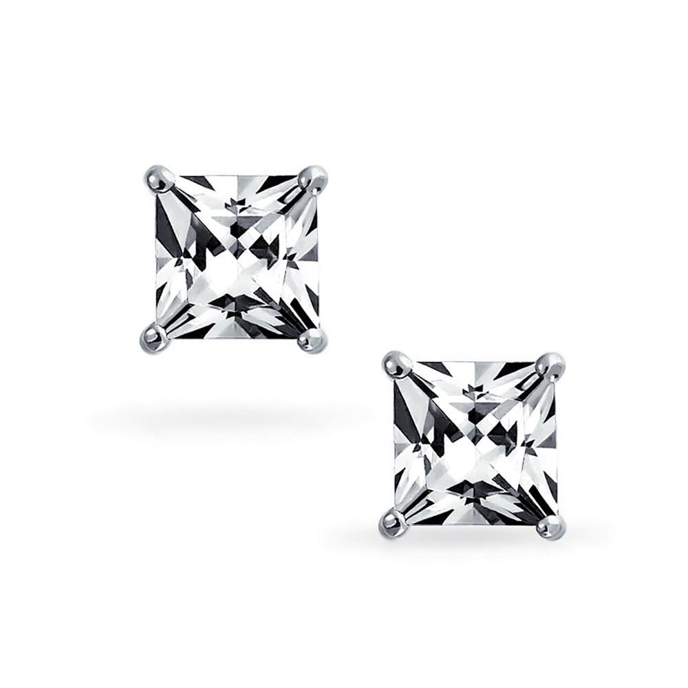New  Princess Cut Diamond Stud White Gold New Stud Earrings