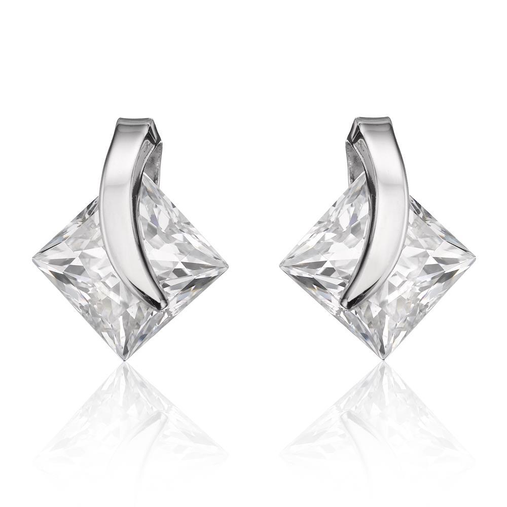 New  Princess Cut Diamond Stud Earring  White Gold