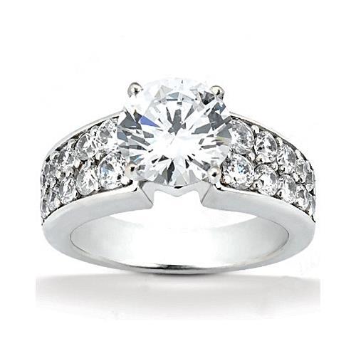  Genuine  Platinum Vintage Style White Gold Diamond Solitaire Ring with Accents 