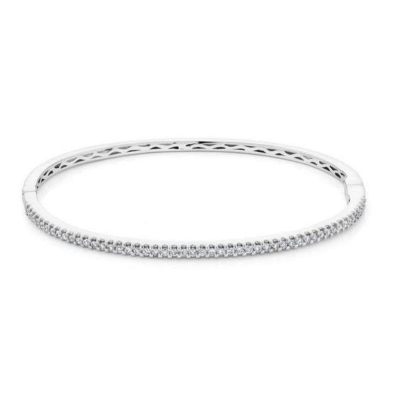 2.5 Ct Round Cut Diamonds Bangle Bracelet 14K White Gold Bangle