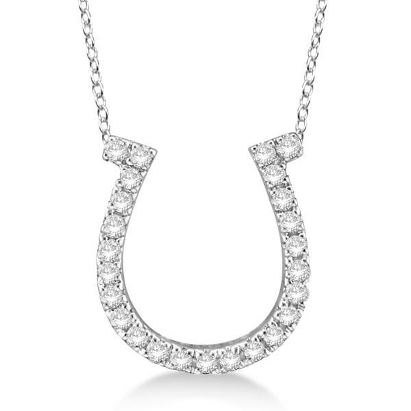 2.5 Ct Round Cut Diamonds Horseshoe Pendant Necklace14K White Gold Pendant