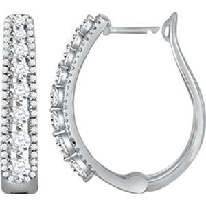 Round White Diamond Hoop Earring  White Gold