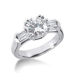 2.50 Carat Round Diamond Engagement Ladies Ring White Gold